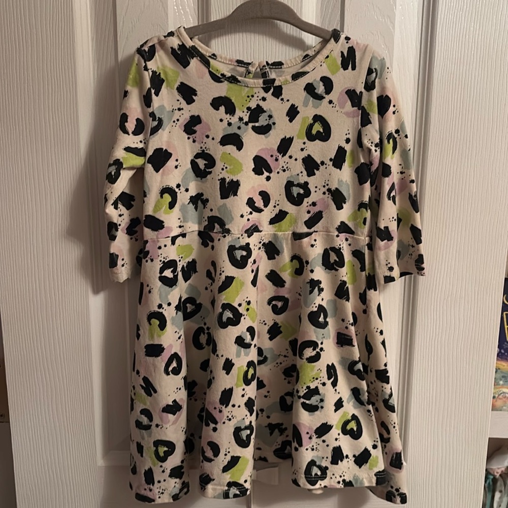 Toddler Girls Pastel Leopard Skater Dresss